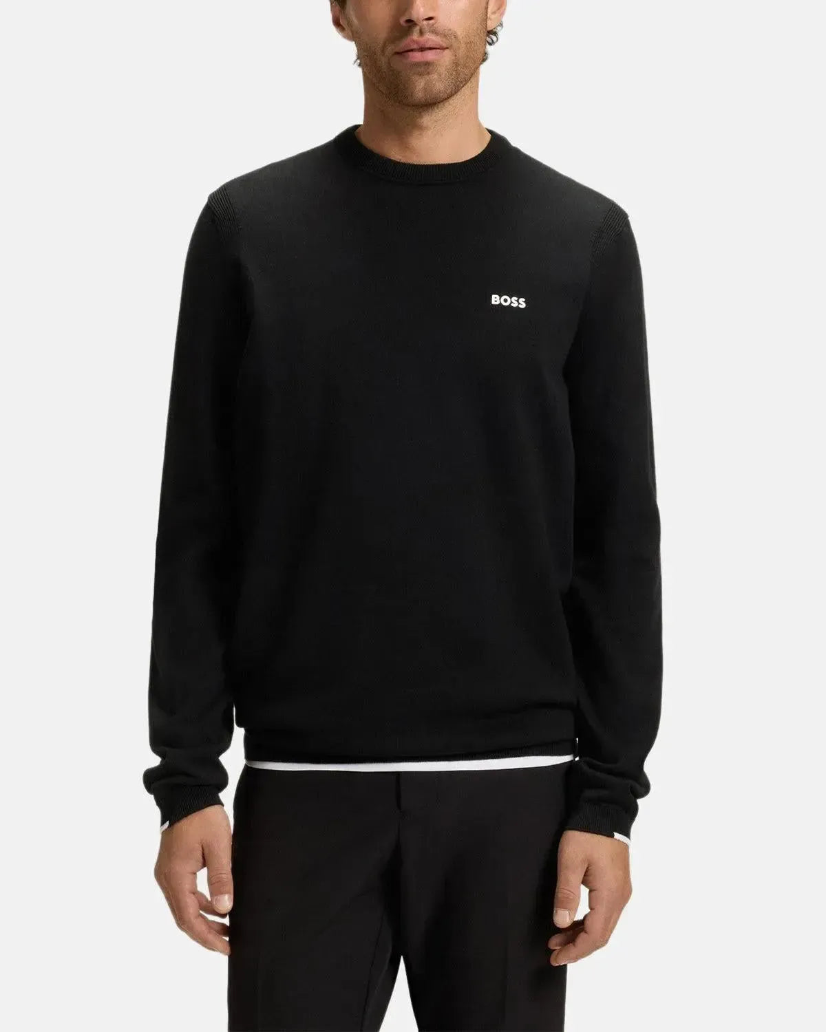 BOSS K-EVERX CREWNECK COTTON KNIT BLACK