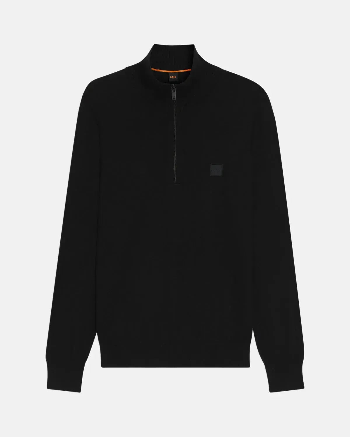 BOSS KANOBIX 1/4 ZIP COTTON CASHMERE KNIT BLACK