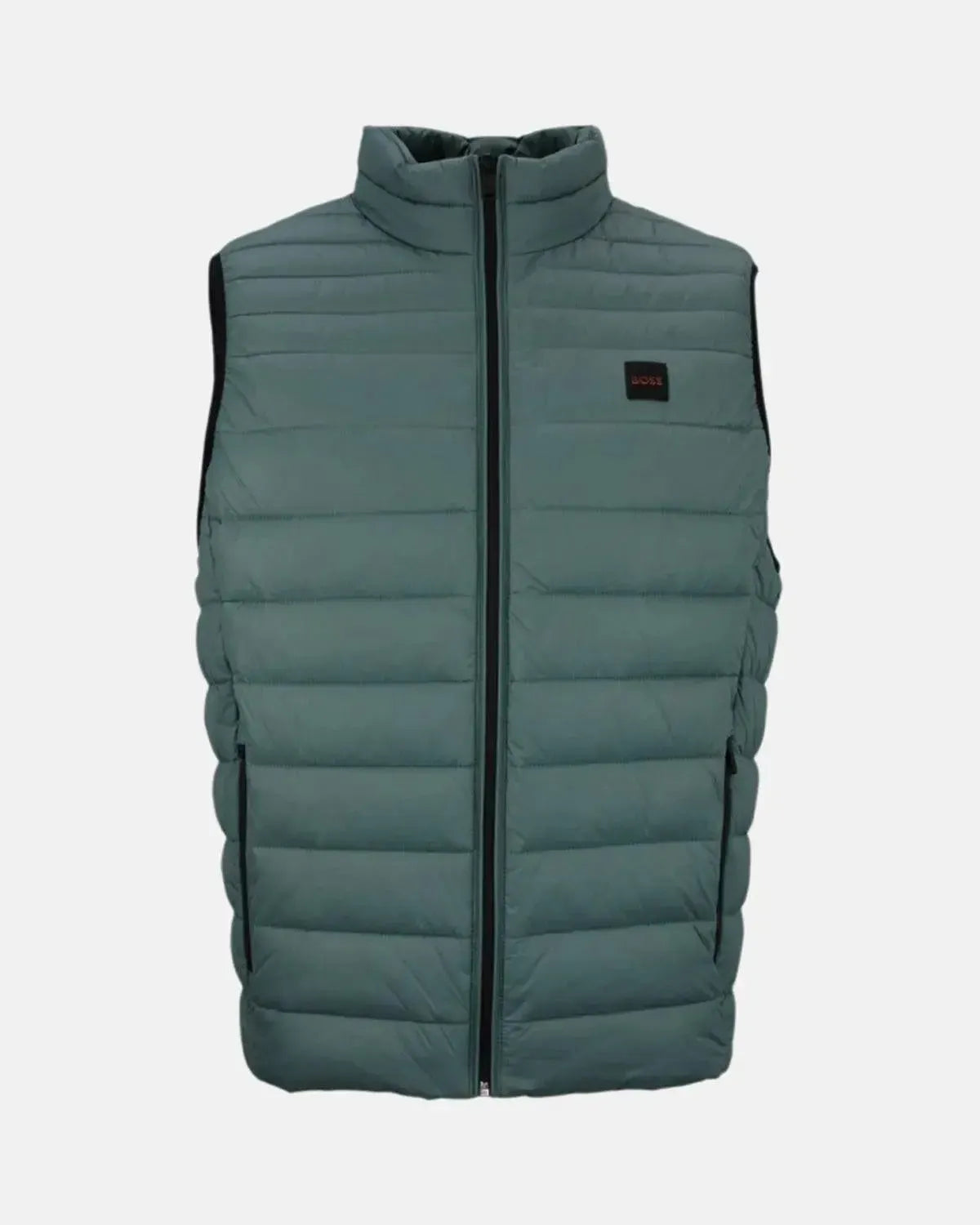 BOSS ODEN SLIM FIT PACKABLE GILET OPEN GREEN