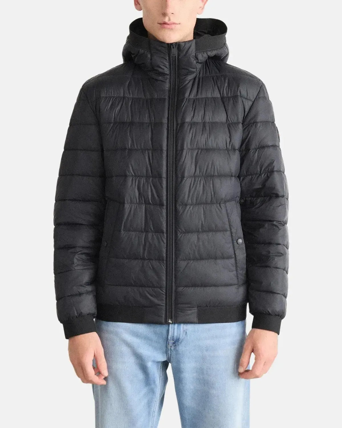 BOSS ODENIS HOODED PUFFER JACKET BLACK