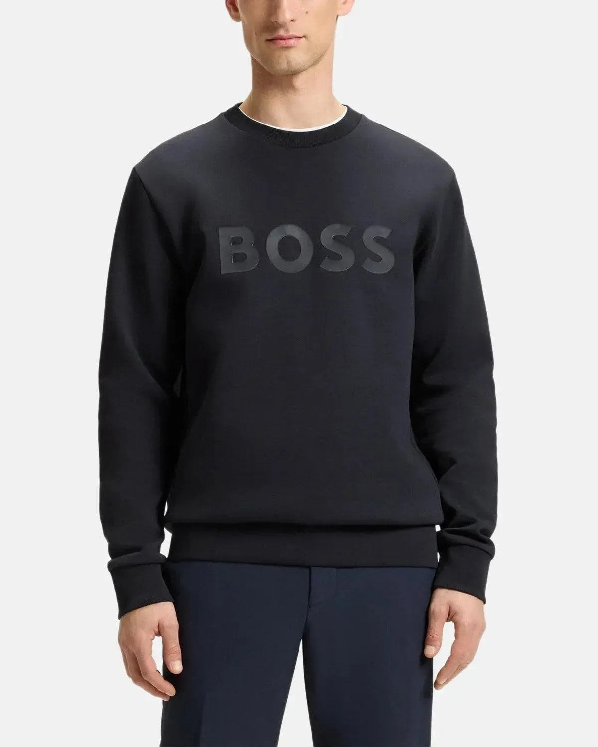 BOSS SALBO SANDWICH LOGO SWEATSHIRT DARK BLUE