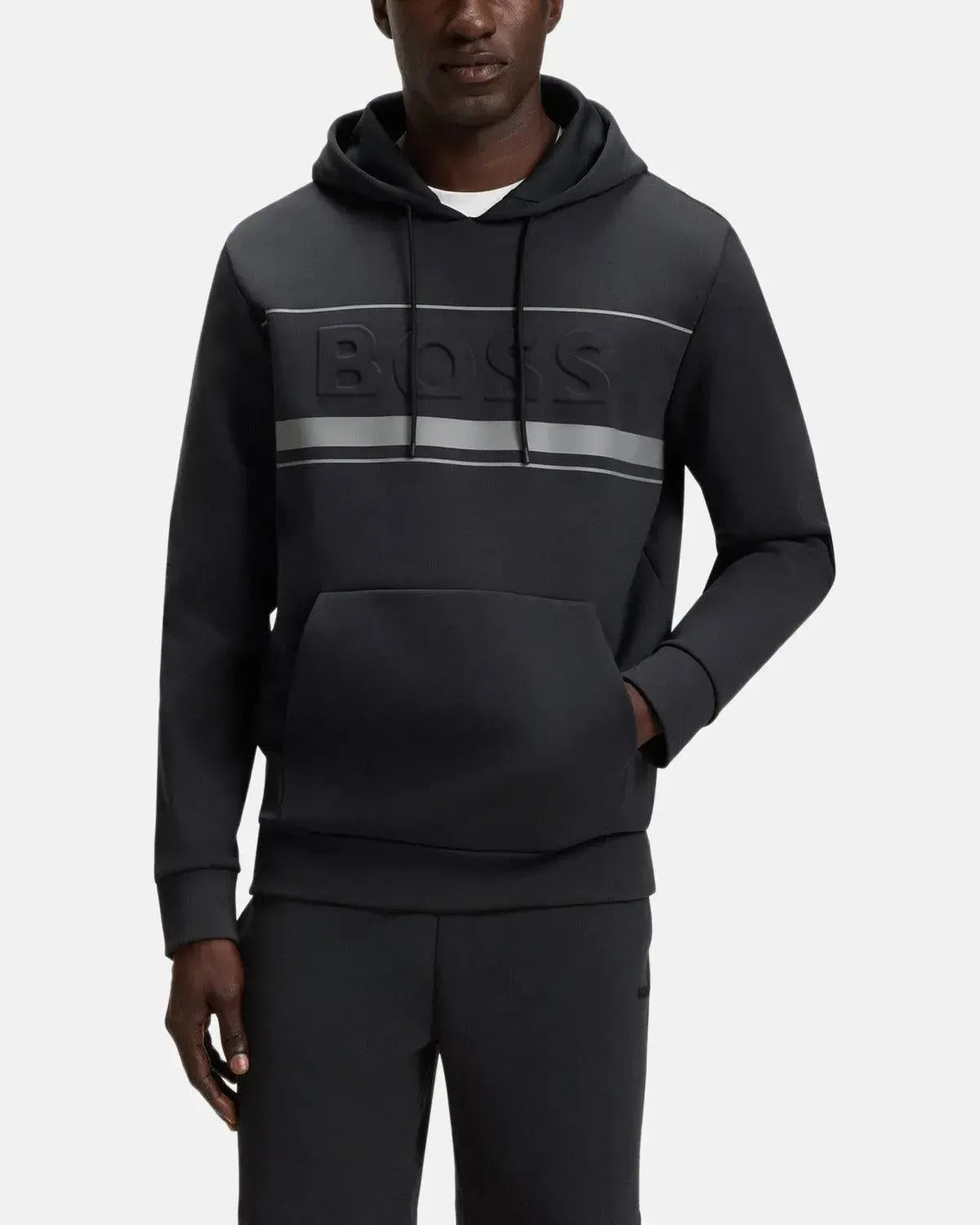 BOSS SOODY ZONE EMBOSSED LOGO HOODIE DARK BLUE